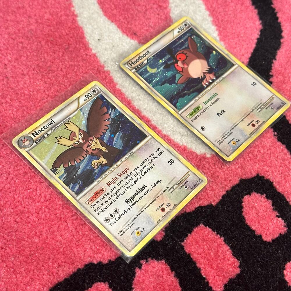 Noctowl HGSS06 & Hoothoot HGSS05 Pokémon Promo Black Star Bundle